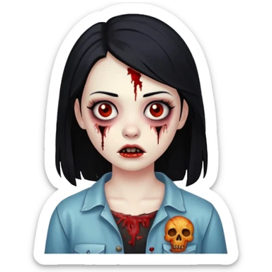 zombie girl with black hair  sticker