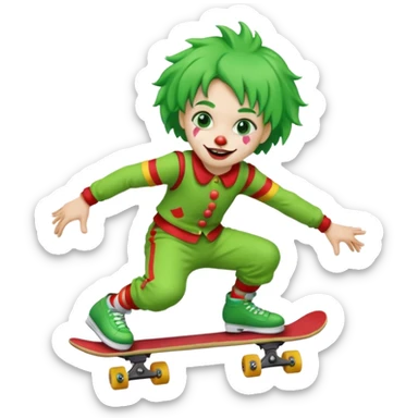 skater clown skating green sticker