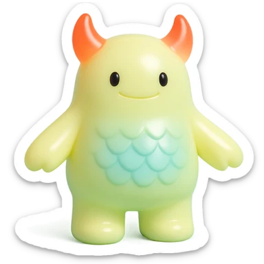 monster with glowing red horns, shimmering scales, and a bright aura sticker