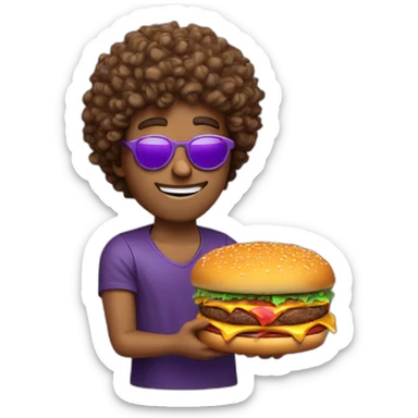 curly-hair-purple-cool-guy-round-star-sunglasses-holding-burger sticker