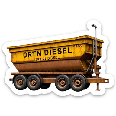 dump end trailer with the words 'Dirt n Diesel' on it, alternate version, emoji style sticker