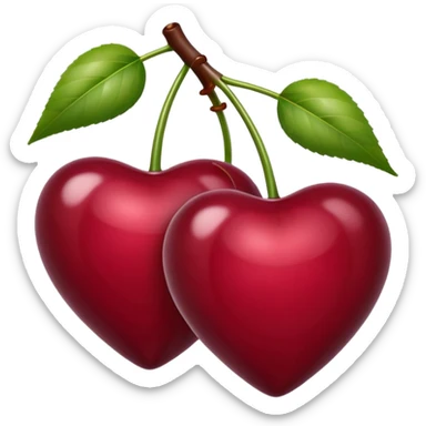 burgundy heart shaped cherries  sticker