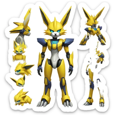 Renamon-Jolteon-Zeraora-medabot-mecha full body sticker