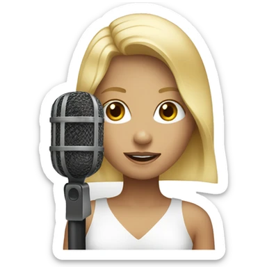 blonde girl with microphone sticker