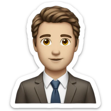 business hero brown hair white skin sticker