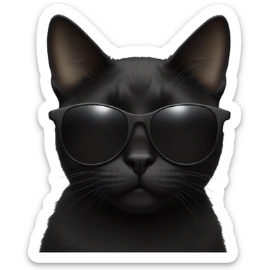 Black cat with black sunglasses sticker