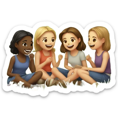 girls enjoying nature together sticker