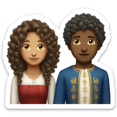 Georgian girl with curly hair and Russian boy  sticker