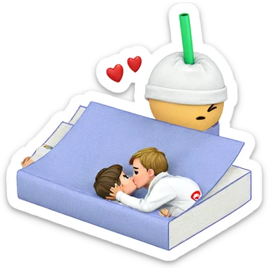 boys sharing a tender kiss sticker