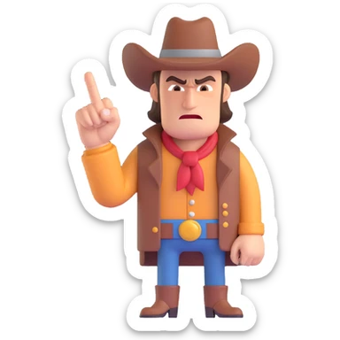 angry cowboy giving the middle finger sticker