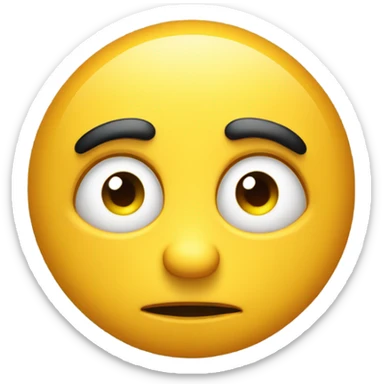 yellow round emoji that looks like it’s thinking and reminiscing about the past with eyes looking up in thought  sticker