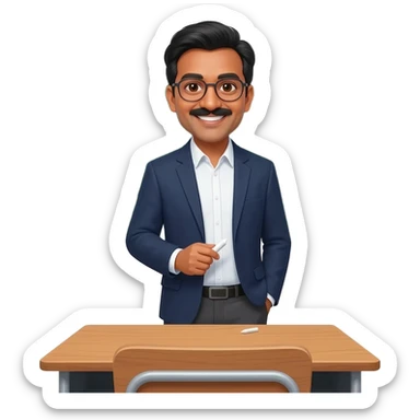 middle aged male indian primary school teacher without facial hair sticker