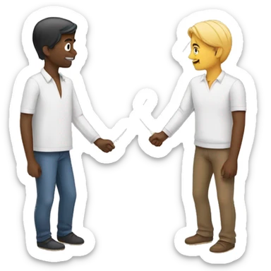 two people connected by a string sticker