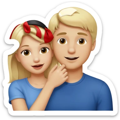 Emoji blonde girl lovingly , biting a man’s arm sticker