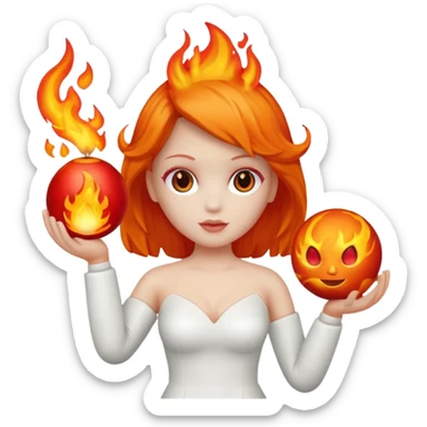 Boneca segurando uma Bola que está queimando sticker