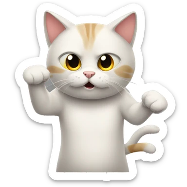 Cat telling someone to fight me sticker