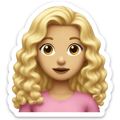 Blonde girl with long wavy hair sending a kiss sticker