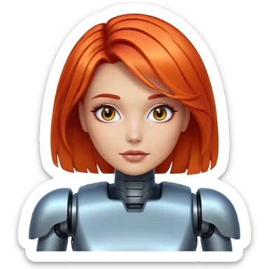 female vibrant hair color metalic robot face like last picture of the last one sticker