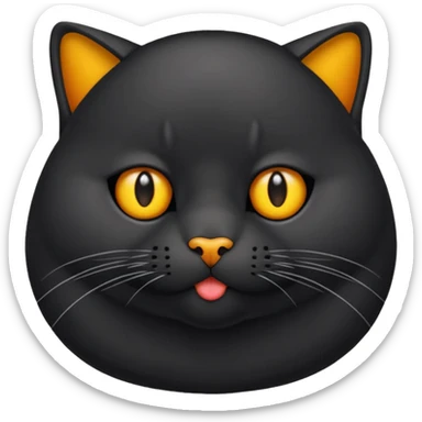 Un gato negro gordito con los ojos de color amarillos sentado con un collar que diga: waina michi sticker