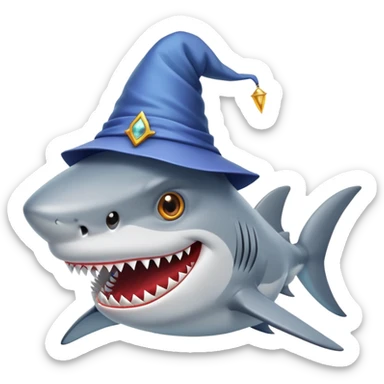 a shark with a wizard hat sticker