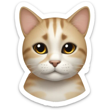cat with black eyebrows up to where the ears begin, with a white eyebrow up to where the ears begin, and a light brown circle at the top of the head with white hair surrounding it. sticker