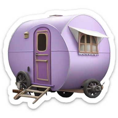 Realistic light purple vintage round gypsy caravan wagon camper sticker