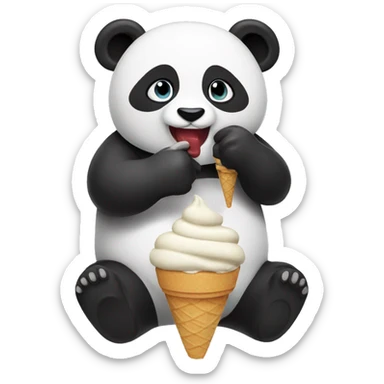 Panda eating ice cream sticker