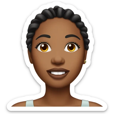 brownskin black woman with black microlocs putting on lipgloss sticker