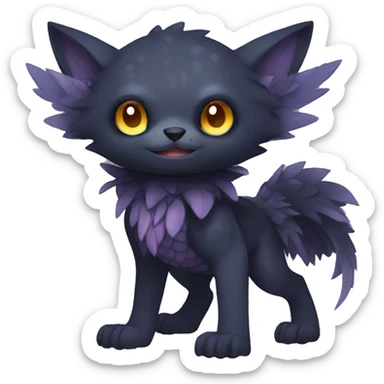 Cute cool fantasy dark-themed animal hybrid Fakemon full body sticker
