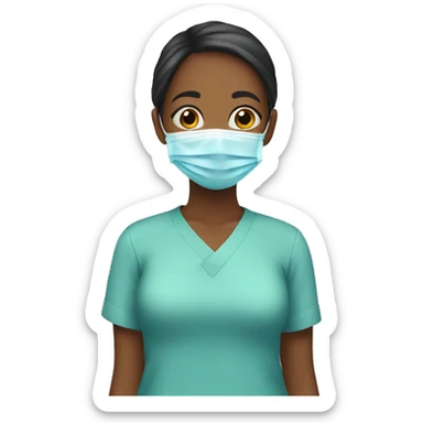 Teen girl wearing surgical mask  sticker