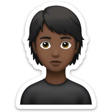 dark coloured silhouette with short hair and a mullet sticker