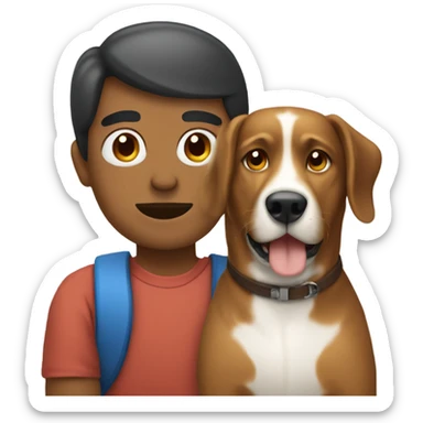 a loyal dog with his owner sticker