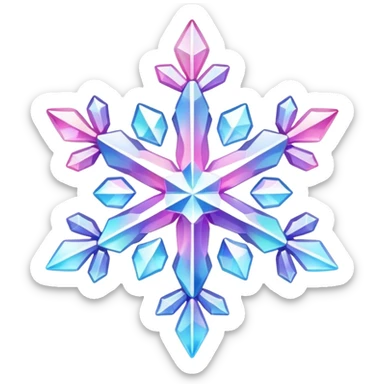 Gradient iridescent Pastel rainbow Pink violet blue white crystal star snowflake  sticker