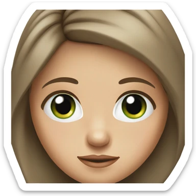 a girl with green-blue eyes, brown hair and long eyelashes sticker