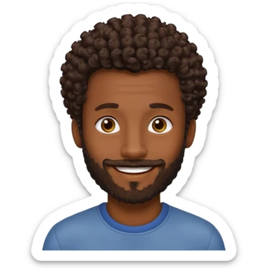 Dark brown skin man with a light beard and a curly   fade haircut with dark brown eyes sticker