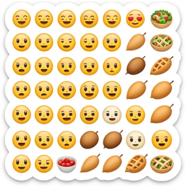 Find the different emoji.
2 food emojis.
Tiny detail change.
No faces, no expressions.
Simple layout. sticker
