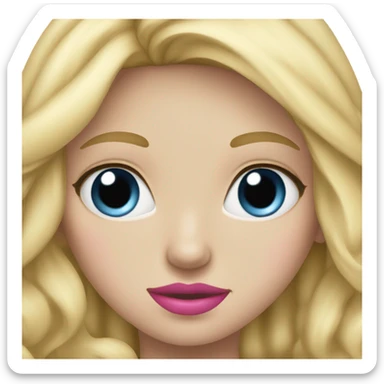 blonde girl with blue eyes pink lips closed mough sticker