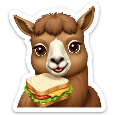 Lama having fun an eat a Sandwich  sticker