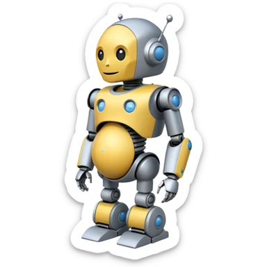 Pregnant male robot. Profile view. Facing left. 2 dimensional emoji style. As though it was made with microsoft paint. sticker