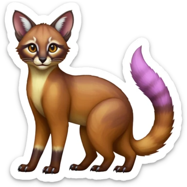 dark fruity white glorious iridescent divine exotic cool beautiful beautiful fantasy-caracal-civet-genet-sergal-vernid-Cacomistle-Trico-oncilla-animal-Fakémon-hybrid-fursona (full body) sticker
