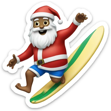 Santa on a surf board sticker