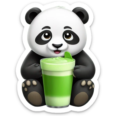 Panda drinks matcha latte  sticker