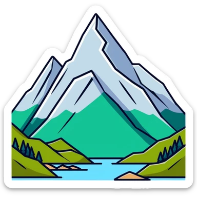 cool graphic t-shirt design with mountain landscape sticker