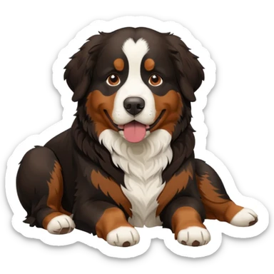 Generate a Bernese Mountain Dog that is just taking care of physiological needs sticker