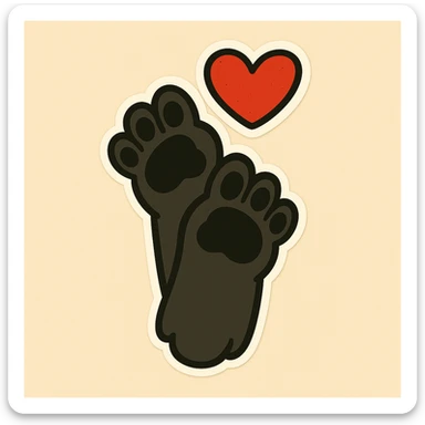 Make it cartoonish stickers: Stack the two black puppy paws vertically, keep the heart and original style sticker