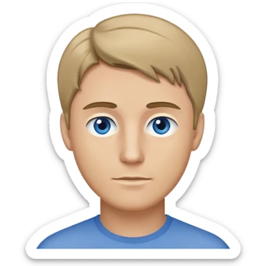 man, dark blonde thin hair without parting, blue-grey eyes sticker