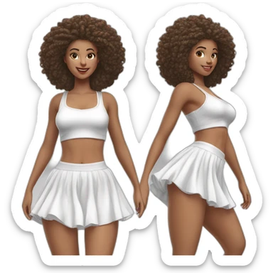 Hyperrealistic Full body Caucasian curvy beauty jumping short white skirt back and front views strong wind knickers long white socks sticker