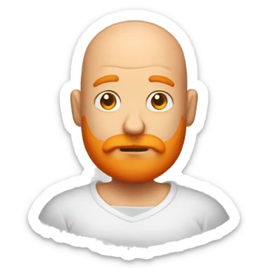 bald man with orange beard and shrugging his shoulders sticker