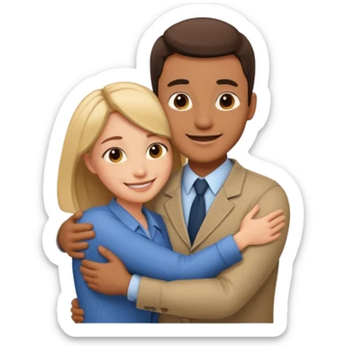 two Bestie man and woman coworkers teacher hug sticker