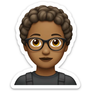 girl trigueña with glasses and straigth medium back hair sticker